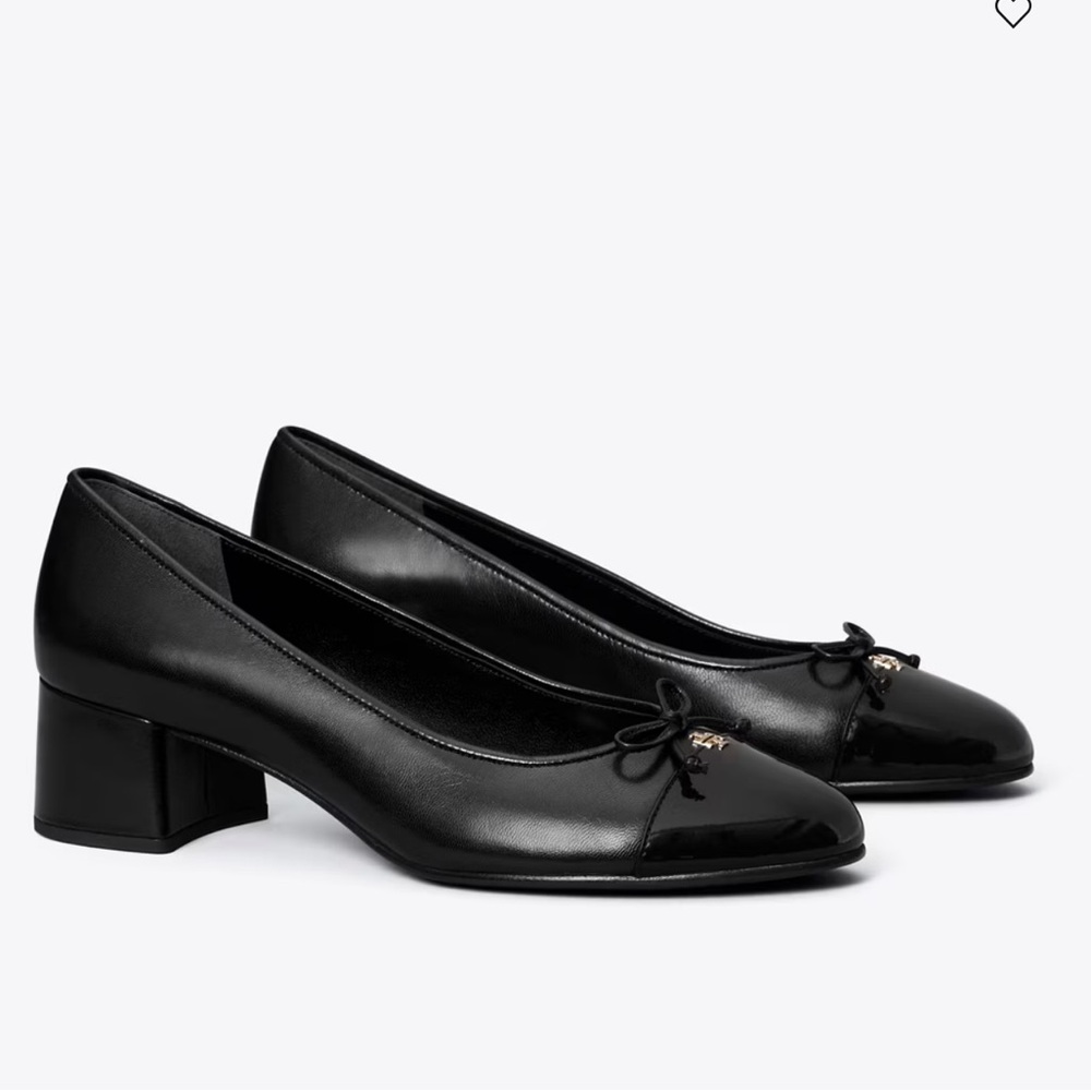 TORY BURCH BLACK CAP TOE PUMP HEEL | 8